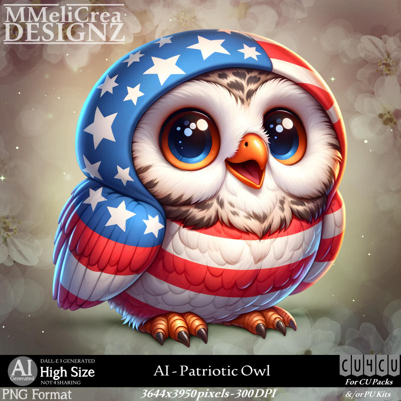 AI - CU4CU - Patriotic Owl (CU4CU/PNG) - Click Image to Close